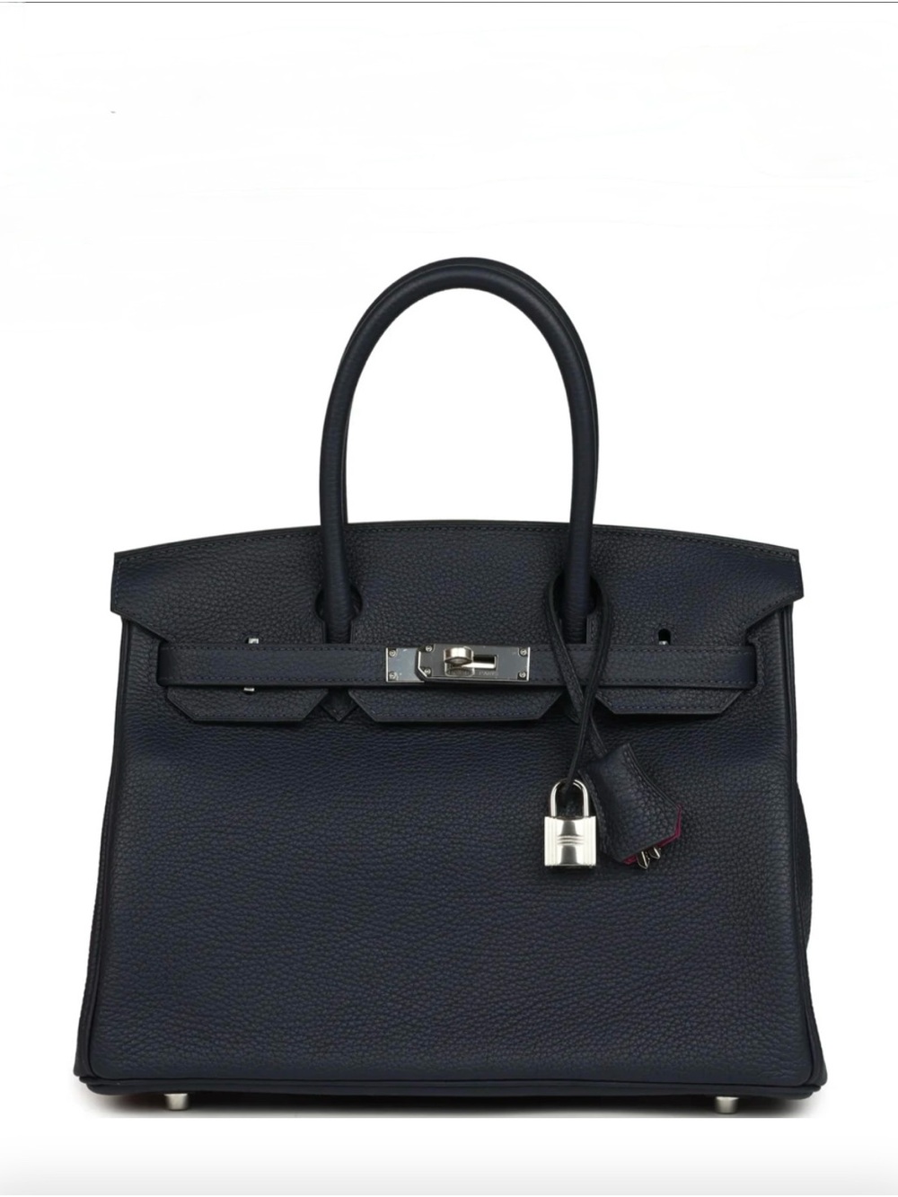 Genuine Leather Birkin 30 Epsom Bag • Bleu Nuit/Navy/Silver • NWOT Inspired